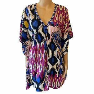 RHONA SUTTON Womens S-L Kimono - Sheer Top Cover Up Sequins Artsy Boho Coastal